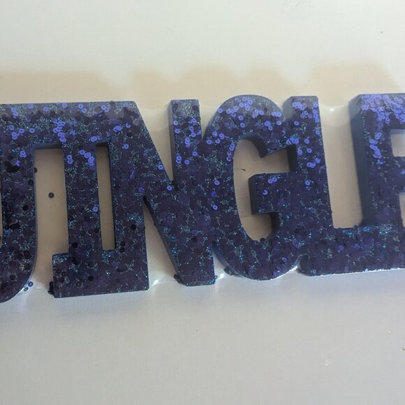 NWT Blue Sequin Glitter 'Jingle' Christmas Holiday Sign Decoration Home Michaels - Picture 5 of 7